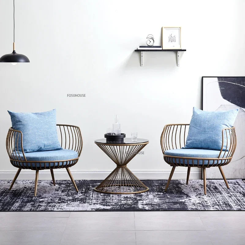Living Room Furniture Bedroom Light Luxury Minimalist Single Sofa Chair Lounge Chair Nordic Wrought Iron Living Room Chairs