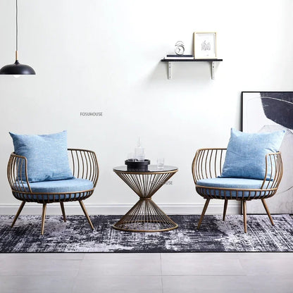 Living Room Furniture Bedroom Light Luxury Minimalist Single Sofa Chair Lounge Chair Nordic Wrought Iron Living Room Chairs