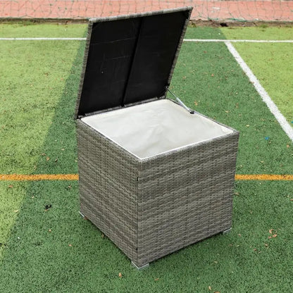 4-Piece Patio Sectional Rattan Sofa Set with Storage - Grey Wicker with Cream Cushions