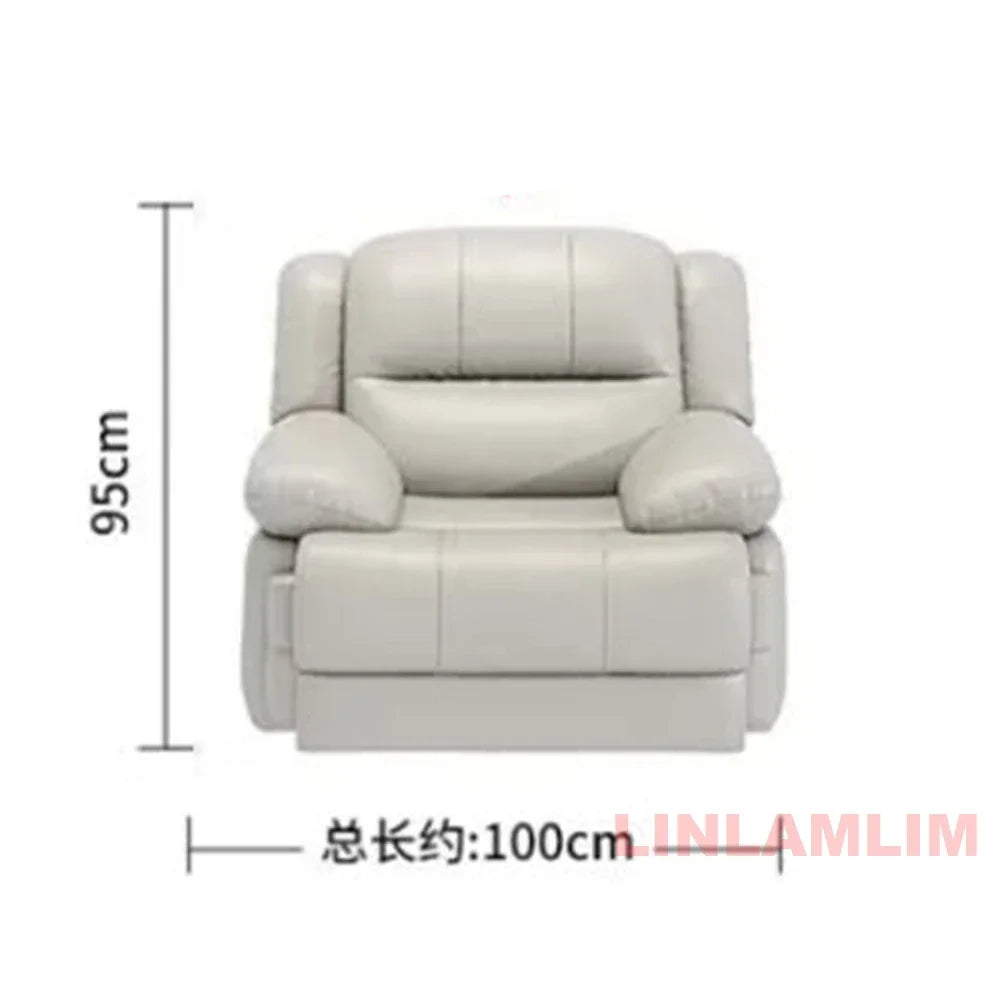 Modern Electric Reclining Sofa with Power Outlet, USB, and Hidden Cup Holders – Genuine Leather Recliner Couch for Living Room