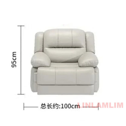 Modern Electric Reclining Sofa with Power Outlet, USB, and Hidden Cup Holders – Genuine Leather Recliner Couch for Living Room