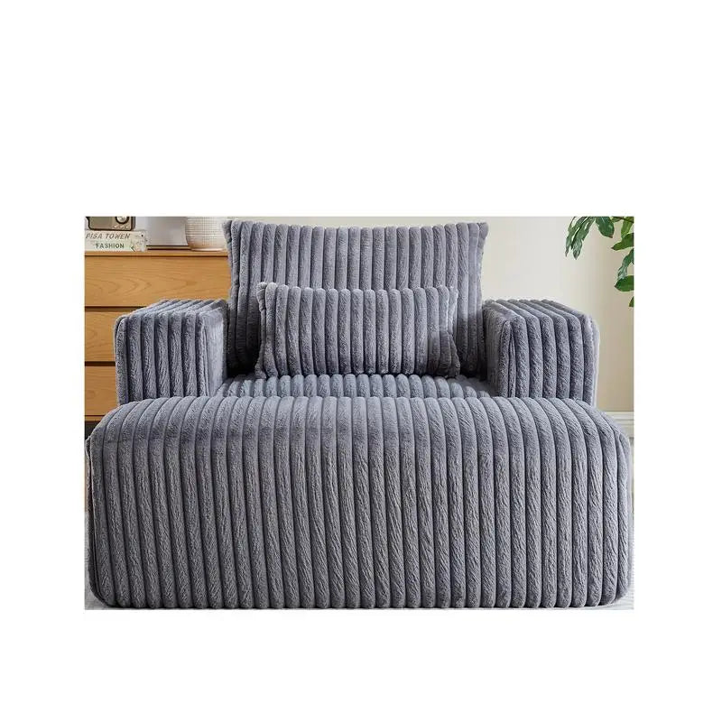 62.5-Inch Corduroy Sponge Sofa Lounge Chair with Removable Footrest, Fluffy Modern Sleeper Chair for Living Room and Bedroom,