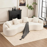 110.2" Curved Sectional Sofa,Luxury Wood Grain Chenille Fabric, Oversized Sectional Sofa,Compression Curved Couch for Living Roo