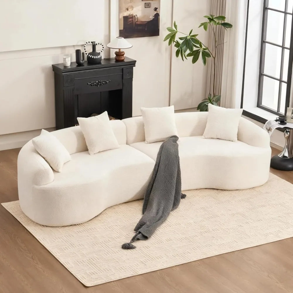 110.2" Curved Sectional Sofa,Luxury Wood Grain Chenille Fabric, Oversized Sectional Sofa,Compression Curved Couch for Living Roo