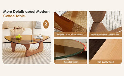 Modern Glass Coffee Table for Living Room mid Century Small Coffee Table Stylish Coffee Tables, Suitable for Bedroom Living Room