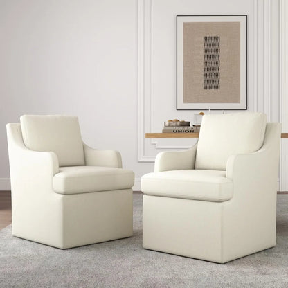 Upholstered Dining Chairs, Modern Kitchen Chairs Dinner Chairs with 4 Casters, Linen Armchair for Bedroom Reading Room Living R