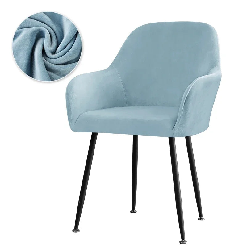 Thick Velvet Chair Covers Plush Fleece High Arm Chair Cover Elastic Slipcover All-inclusive Solid Chair Cover