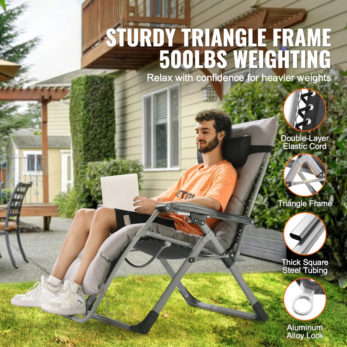 SucceBuy Zero Gravity Chair Zero Gravity Recliner Lounge Chair Adjustable Anti Gravity Chair with Cushion Footrest and Cupholder