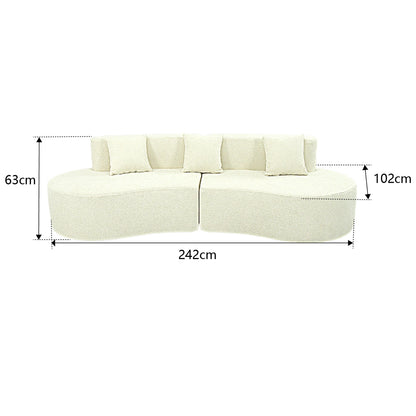 US Modern Curved Couch 4 Seat Minimalist Elegant Half Moon Sofa Compressed Modular Sectional Sofa Home Living Room Cream White