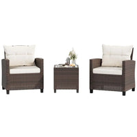 3 Pieces Patio Furniture Set 3 Pieces PE Rattan Wicker Chairs with Table Outdoor Furniture for Backyard Garden Poolside Outdoor