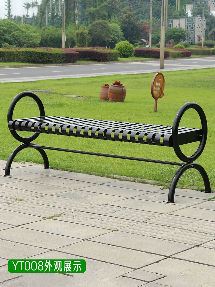 Park chair outdoor bench, cast iron art, community square leisure seat, courtyard outdoor shopping mall lounge area