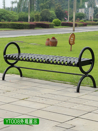 Park chair outdoor bench, cast iron art, community square leisure seat, courtyard outdoor shopping mall lounge area