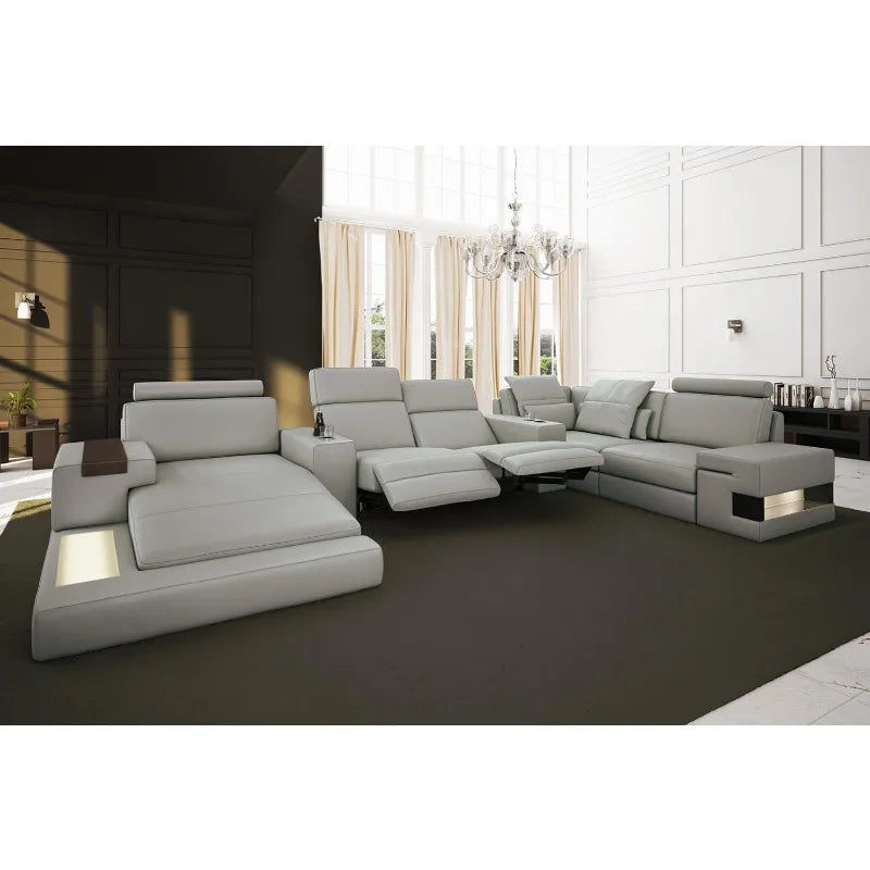 Leather Sectional Chaise Sofa U-Shaped Modern Sofa Design