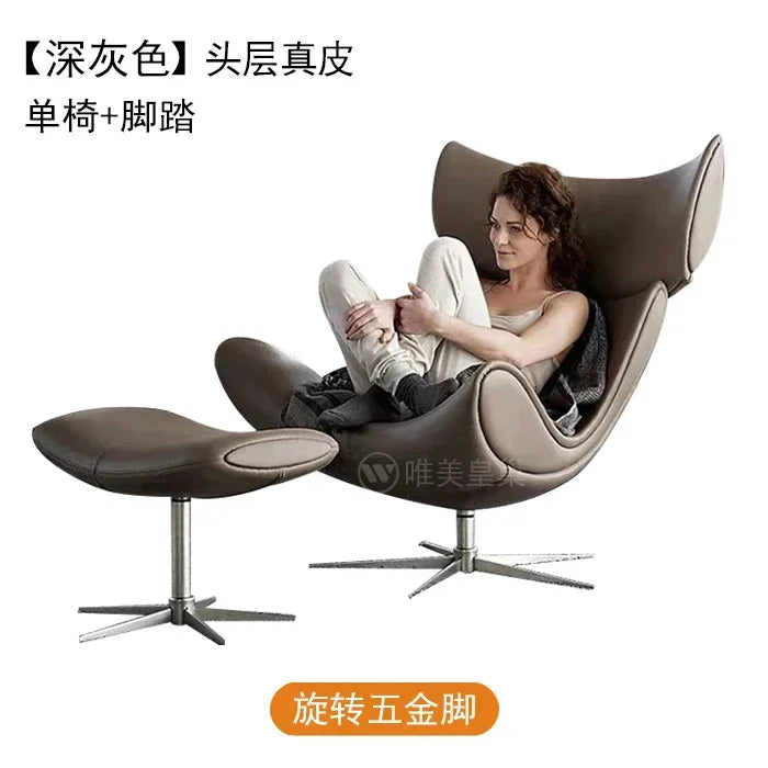 Comfortable Ergonomic Living Room Chairs Modern Leather Nordic Sofa Chairs Designer Recliner Portable Fauteuil Salon Furniture