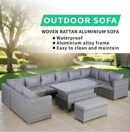 Best Selling Patio Furniture Garden Rattan Sofa Set Outdoor Restaurant PE Rattan L Shape Sectional Chaise Sofas with Tea Table