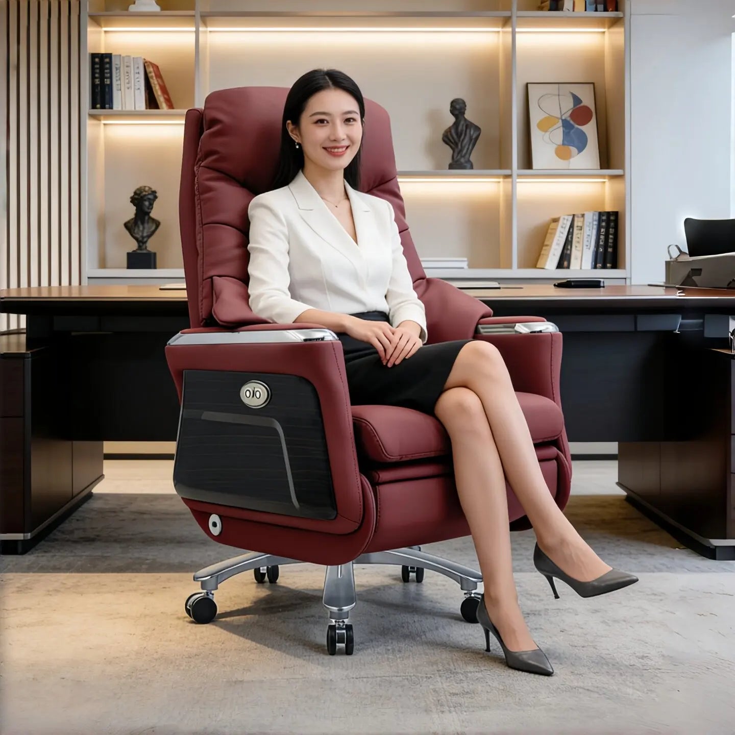 Arms Heat Office Chair Big Tall Comfy Boss Single Office Chair Massage Ergonomic Chaise Bureau Design Italian Furniture Luxury