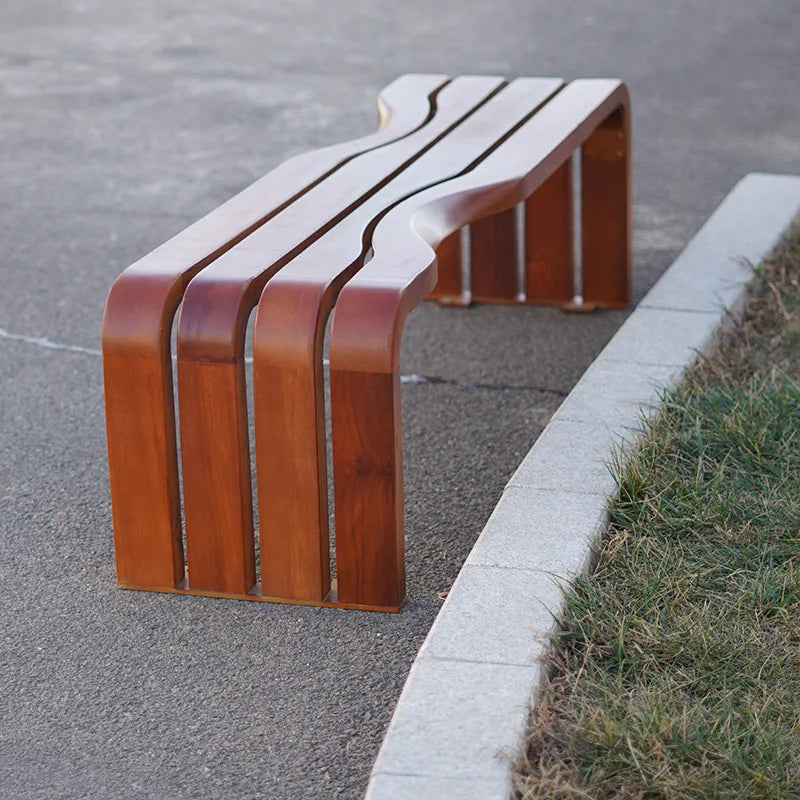 Park outdoor bench wrought iron leisure community chair outdoor square double bench garden solid wood