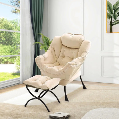 [Limited Stock!]2025 Lazy with Ottoman, Comfy Reading Lounge Accent Modern Floral with Footrest Butterfl