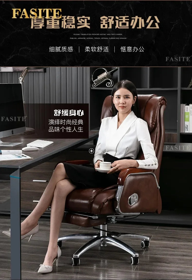 Retro Executive Leather Chair Armchairs Editor Choises Fashion Aluminium Office Chair Working Relax Silla Escritorio