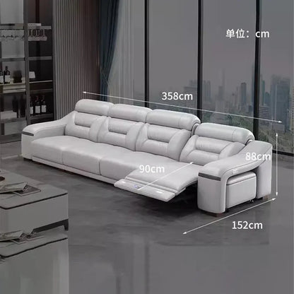 MINGDIBAO Genuine Leather Living Room Sofa Set Power Reclining Couch Electric Recliners with Stool Seating Room, Sofa Reclinable