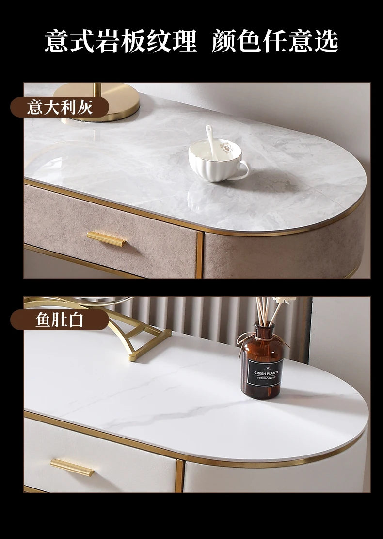 Light Mirror Vanity Table White Minimalist Drawers Storage Dressing Table Desk Makeup Mesa De Maquillaje Bedroom Furniture