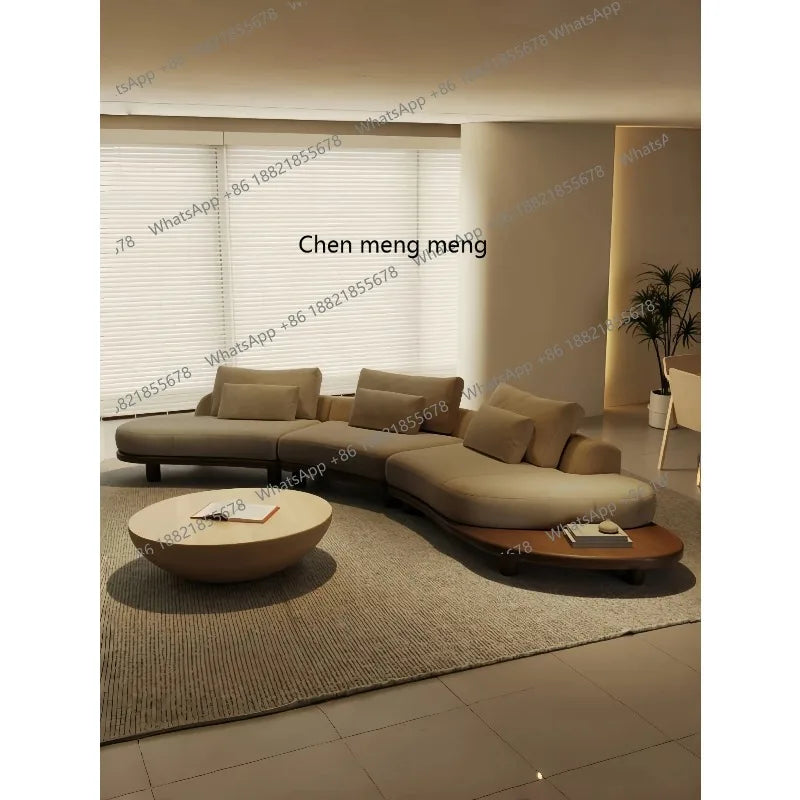 B73 Italian wabi-sabi palm beach fabric sofa living room modern simple curved light luxury, reception sofa