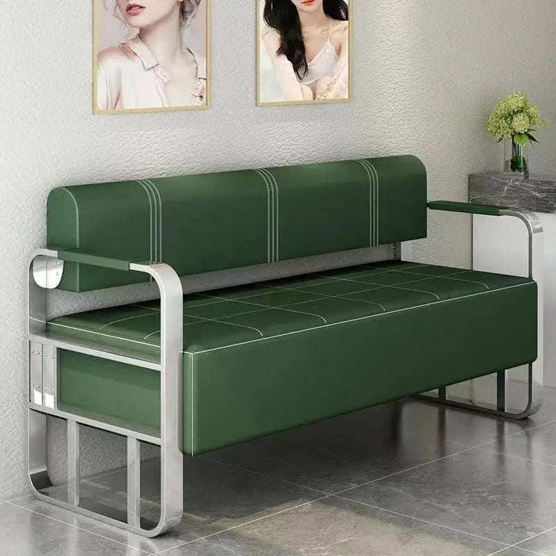 Famous Hair Salon Area Bench Hair Salon Waiting Light Luxury Stainless Steel Bar Sofa