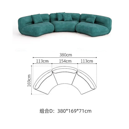 Cream style sofa, simple curved corner combination lamb wool sofa
