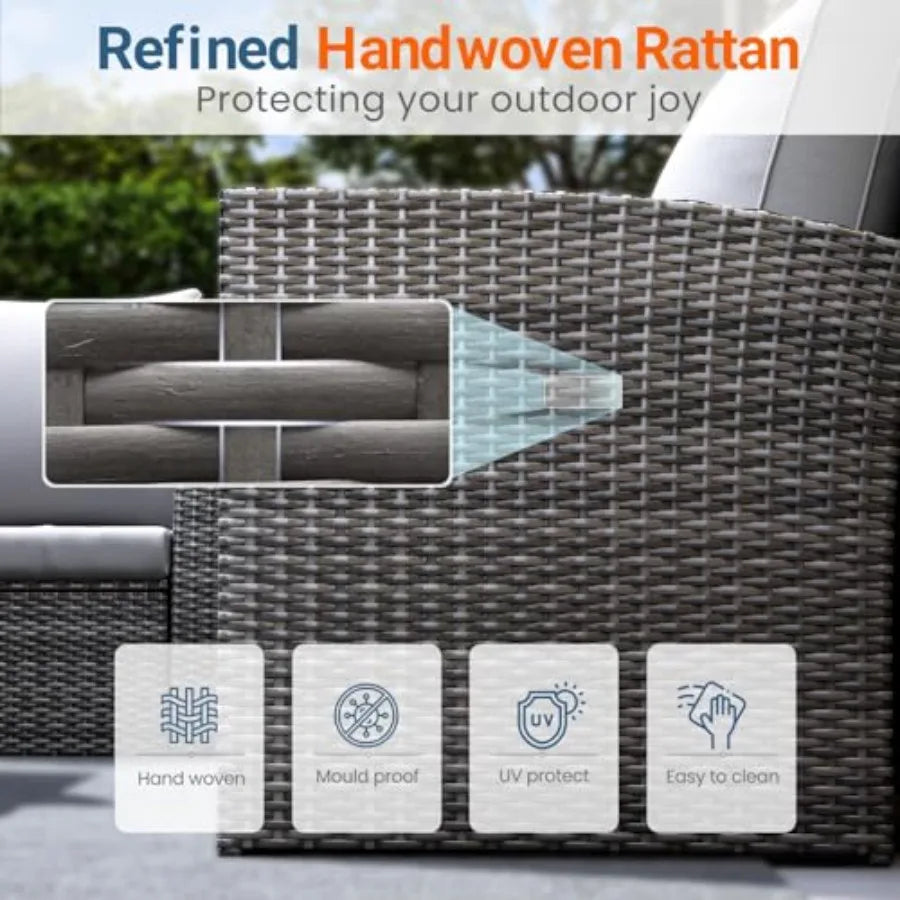 Wisteria Lane 4 Piece Patio Furniture Set Wicker Outdoor Patio Conversation Furniture Set with All Weather Resistant Design Lig