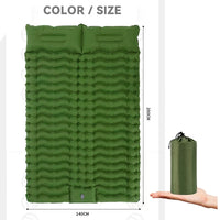 Outdoor 2 Persons Travel Bed Air Mat Double Sleeping Pad for Camping Self-Inflating Mat Sleeping Mattress with Pillow for Hiking