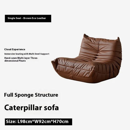 Caterpillar Floor Sofa Lazy Chair Single Seat High Density Foam Recliner Modern Lounge Couch for Bedroom Living Room Balcony