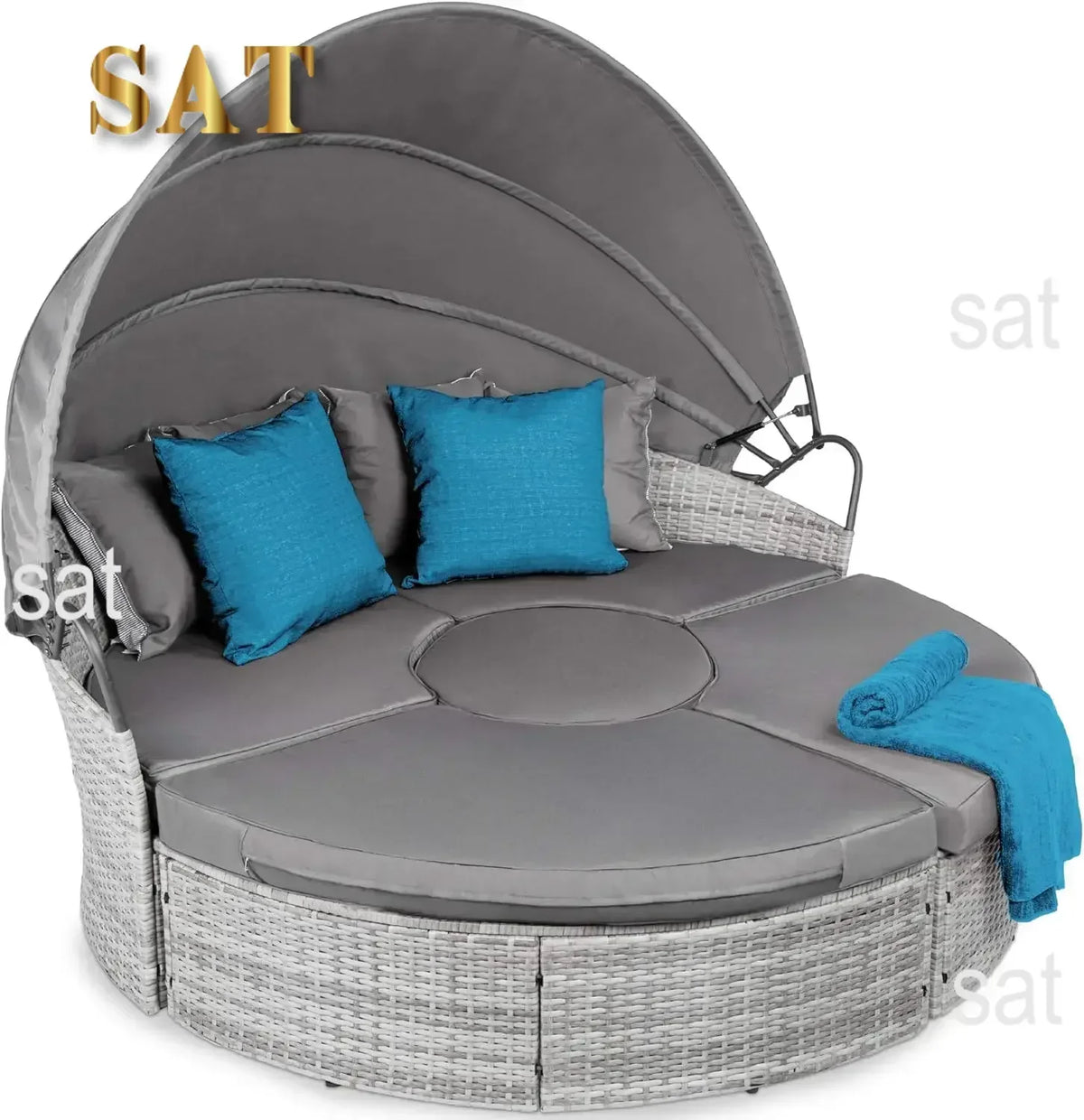 %a 5-Piece Modular Terrace Wicker Sofa Bed Modular Conversation Lounge Chair Set, Adjustable Seat