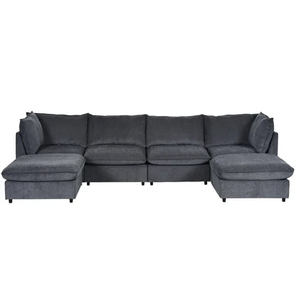 Modern Large U-Shape Sectional Sofa, 2 Large Chaise with Removable for Living Room