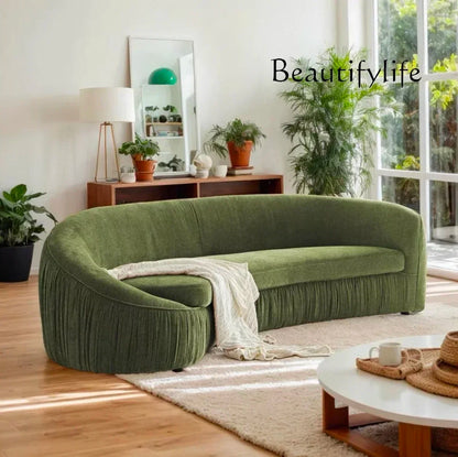 gW Nordic modern minimalist chenille cloth sofa hotel pleated curved large flat multi-person sofa
