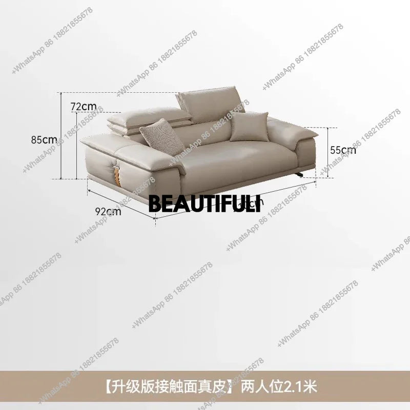 H Genuine Leather Italian Living Room Sofa Luxury Lounge Designer Minimalist Sofas Modern Family Muebles Furniture Decoration
