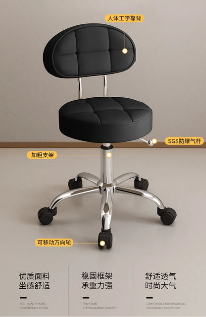 Professional Beauty Salon Chairs Backrest Barber Pedicure Chair Lifting Manicure Hairdresser Hair Salons Wheel Stool Furniture