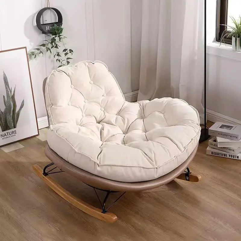 Nordic Style Rocking Chair for Living Room Cat scratch SKin Leather Light Luxury Lounge Chair for Adult Lazy Sofa Balcony Chair