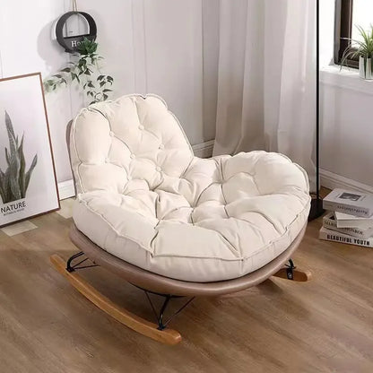 Nordic Style Rocking Chair for Living Room Cat scratch SKin Leather Light Luxury Lounge Chair for Adult Lazy Sofa Balcony Chair