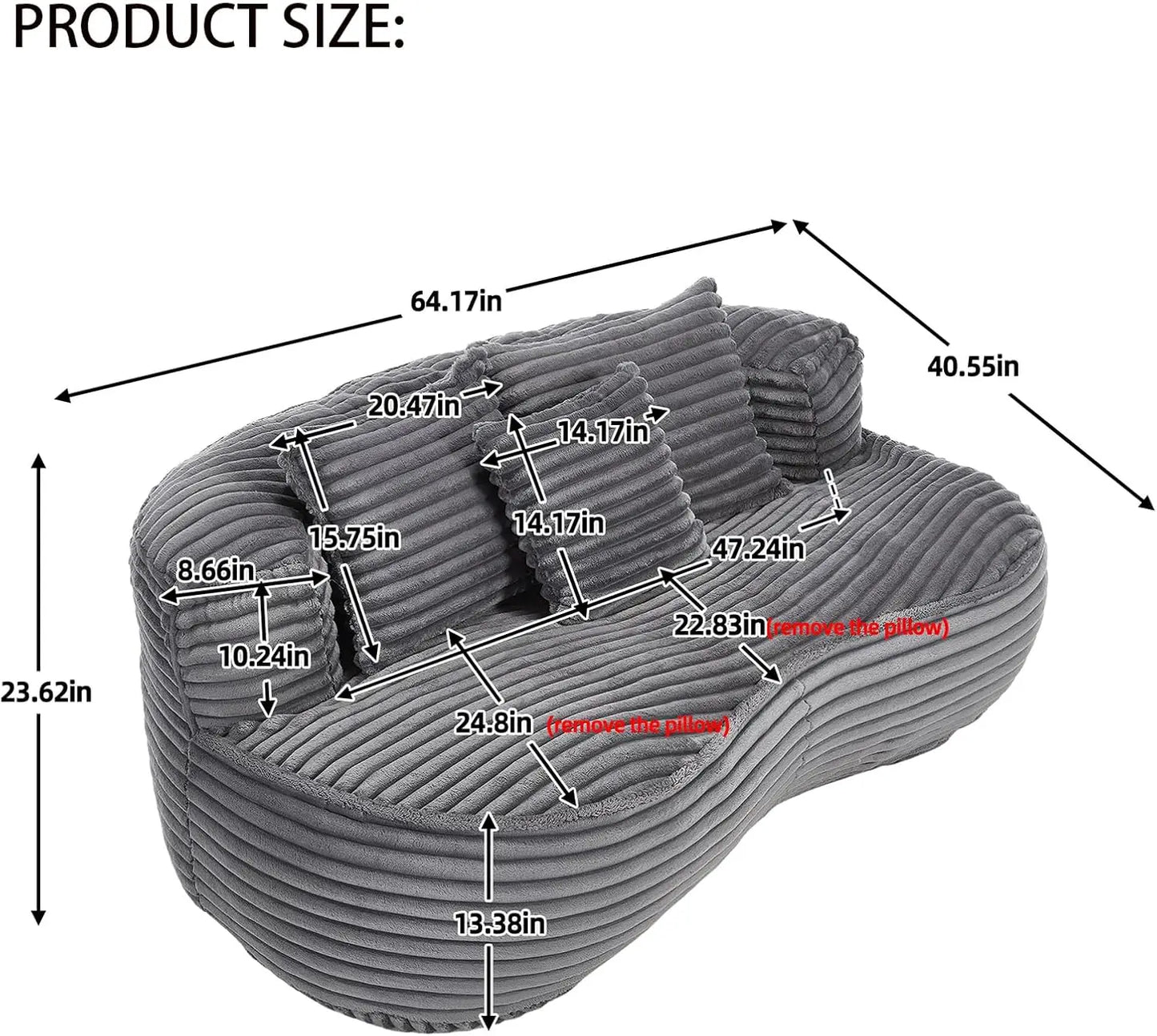 OEM/ODM Compression Sealed Vacuum Package Living Room Bedroom Memory Foam Lazy Sofa Bean Bag Couch