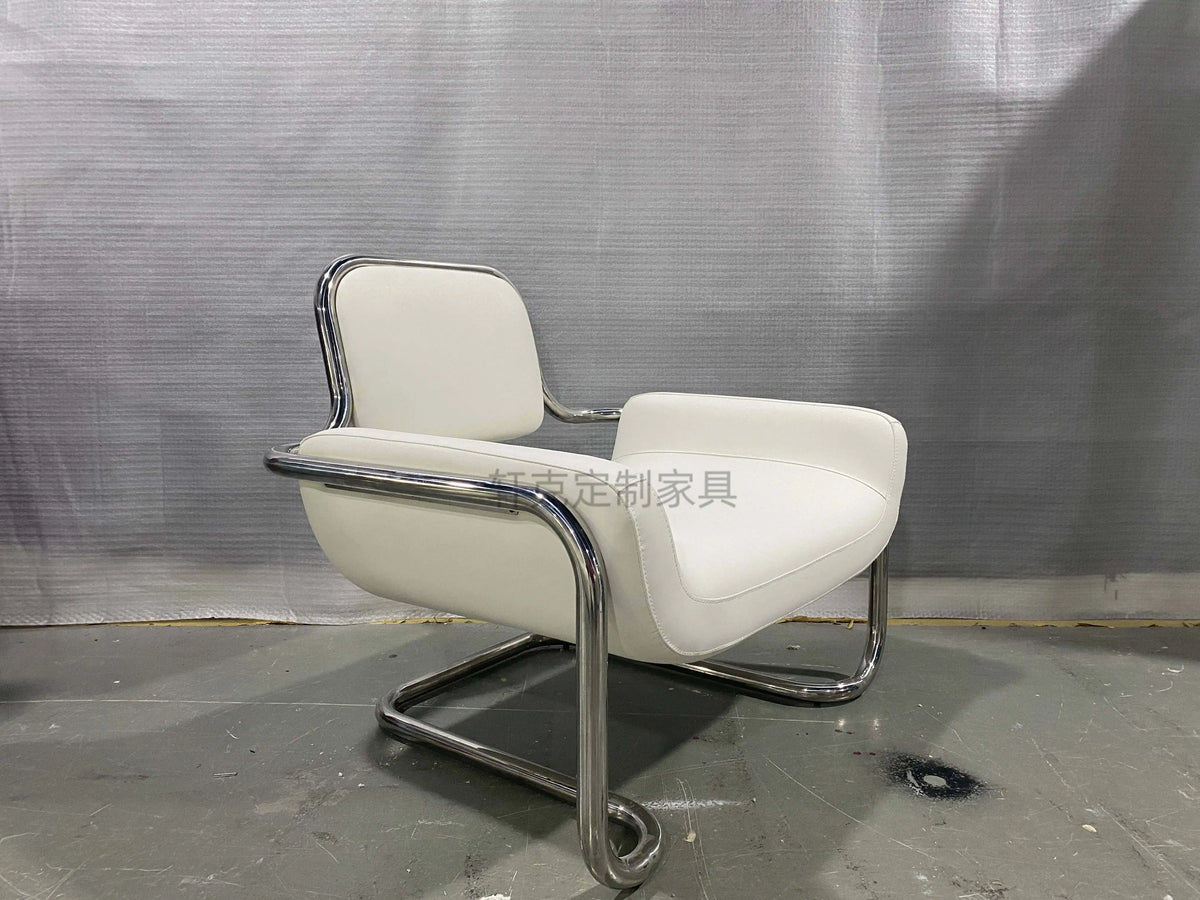 Nordic medieval curved special-shaped convex chair stainless steel light luxury backrest single chairTJ