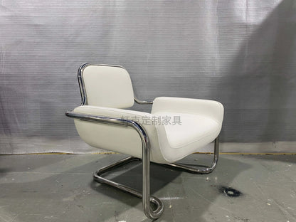 Nordic medieval curved special-shaped convex chair stainless steel light luxury backrest single chairTJ