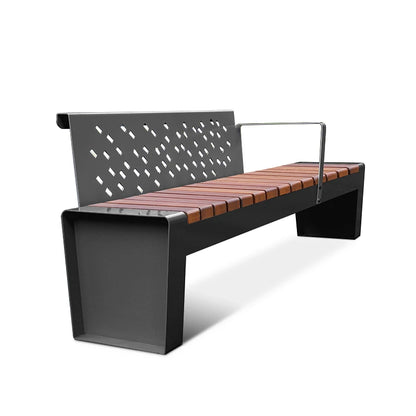 Customized New Design Solid Wood Memorial Outdoor Bench with Armrests High Quality Town Park Garden Street Waiting