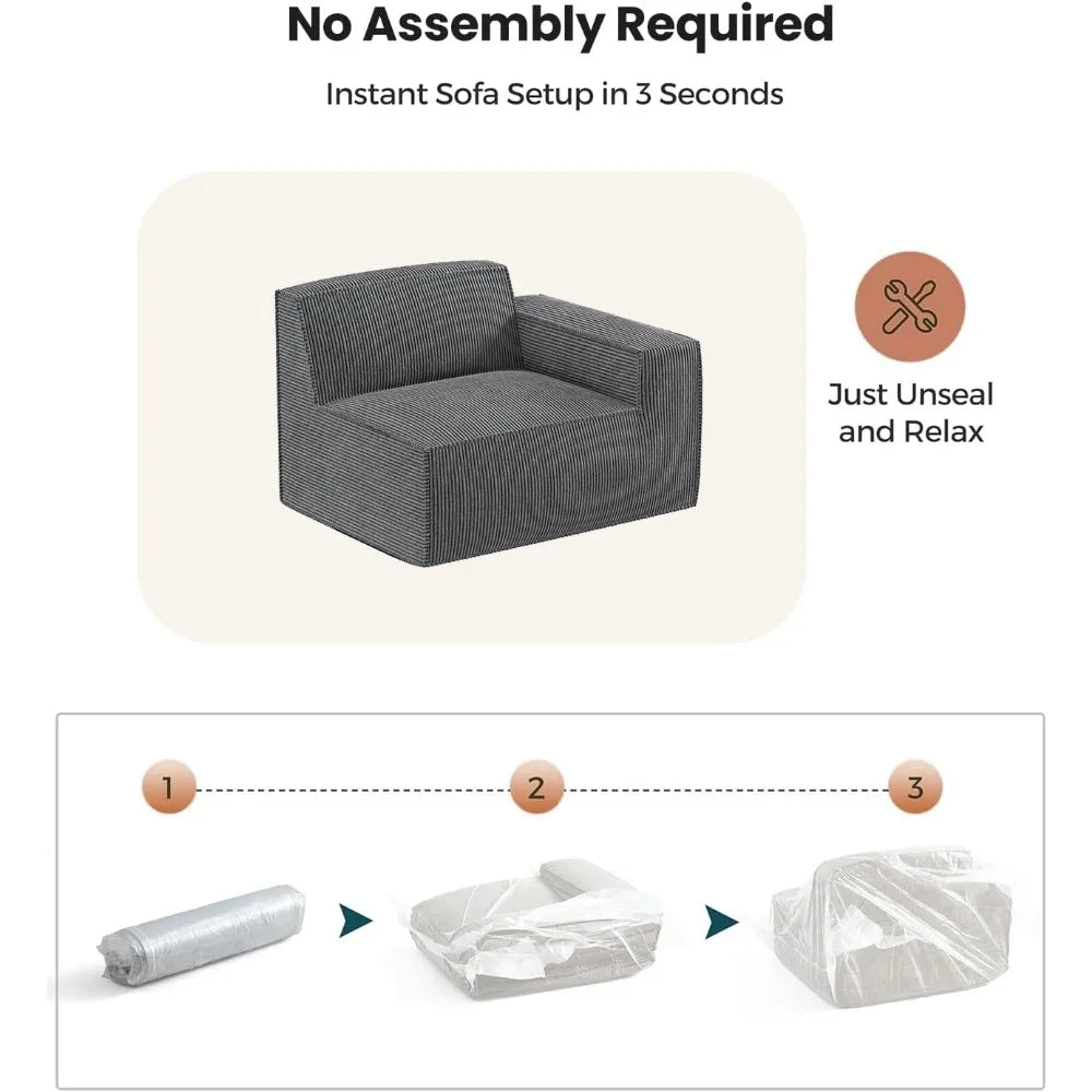 80 L Shaped Sofa Modular, Corduroy  Couches with Deep Seats &High-Back, Upholstered Couches for Living Room Bedroom