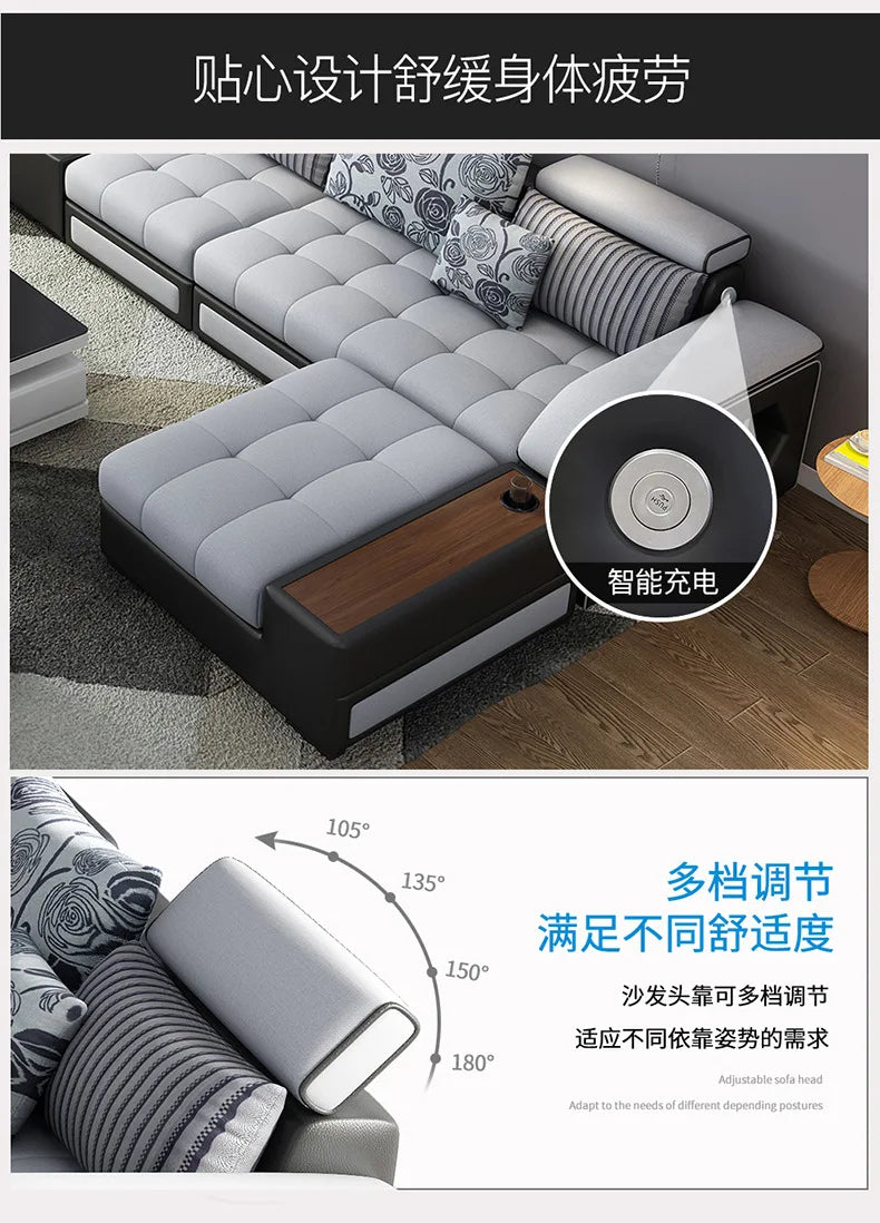 Modern 5 6 7 8-Seater Fabric Sofas Sectional Set for Living Room Hotel Furniture with Sponge Filling