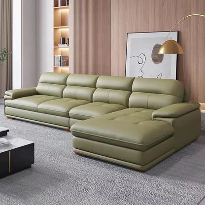 Italian leather sofa modern simple living room left and right concubine small apartment Nordic leather sofa combination