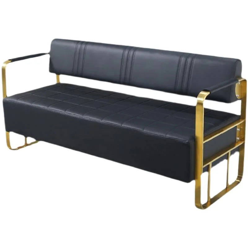 Modern Customized Stainless Steel Beauty Salon Waiting Sofa Long Bench Barbershop Waiting Chairs Shampoo Furniture Waiting Area