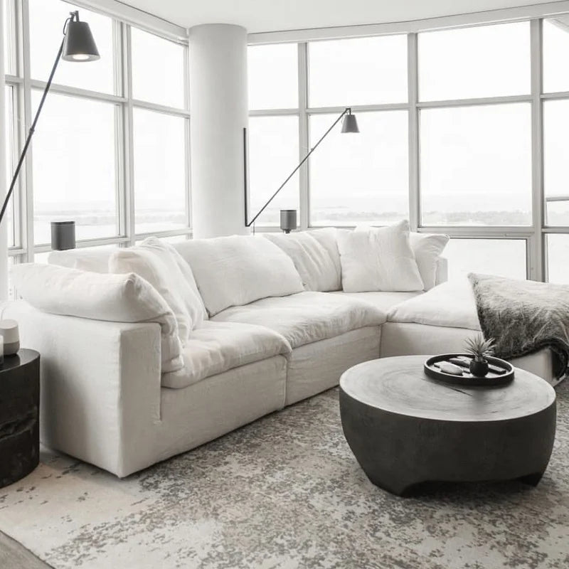 Living Room Furniture Fabric Sectional Couch Sofa Set Modular White Big Corner Group Sofa
