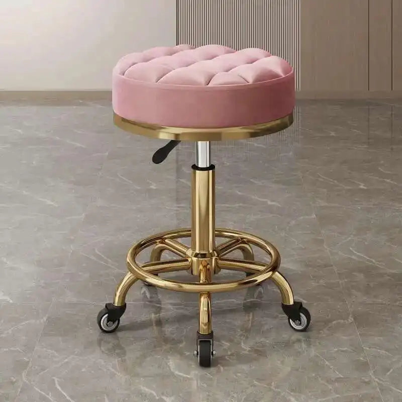 Barber Nail Salon Chair Swivel Wheels Rotating Salon Hair Stylist Barbershop Equipment Furniture Professional Rolling Silla