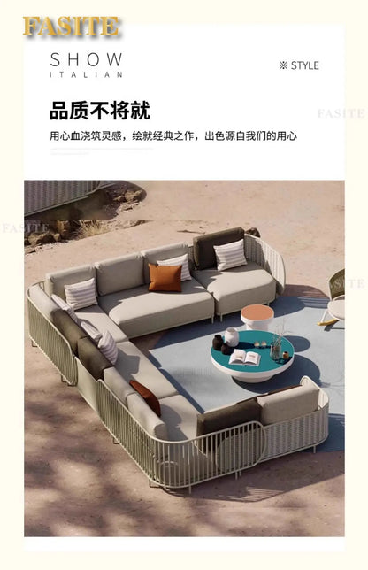 Outdoor sofa combination outdoor courtyard open-air villa living room hotel famous club rattan sofa