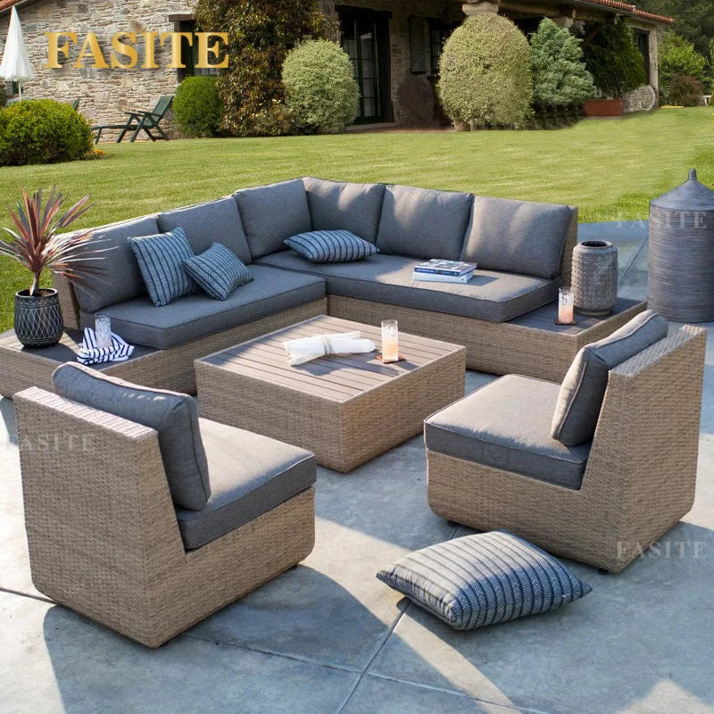 Outdoor sofa courtyard rattan garden hotel sales office sun room balcony outdoor coffee table furniture combination